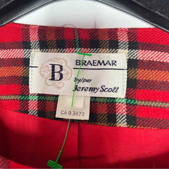 Jeremy Scott plaid red black green blazer buttons vintage Absolutely iconic - Picture 7 of 11